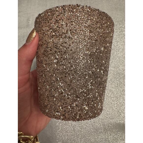 Z Gallerie Champagne Beaded Rose Gold Candle Votive Sparkly Makeup Brush Holder - Picture 6 of 6